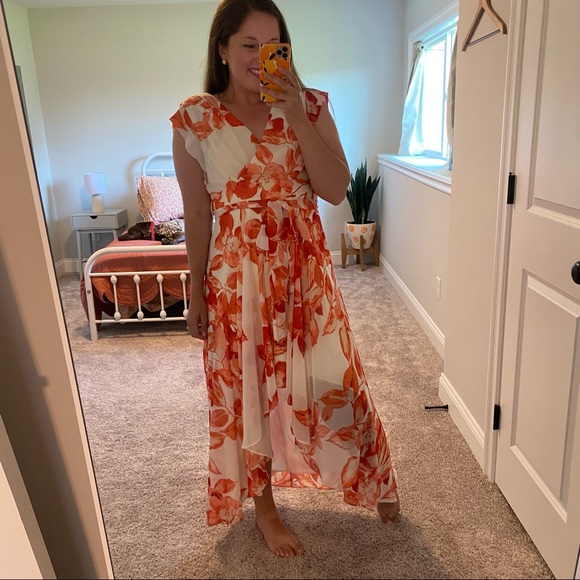 Eliza J White Red Floral Maxi Dress 6P - Picture 4 of 13